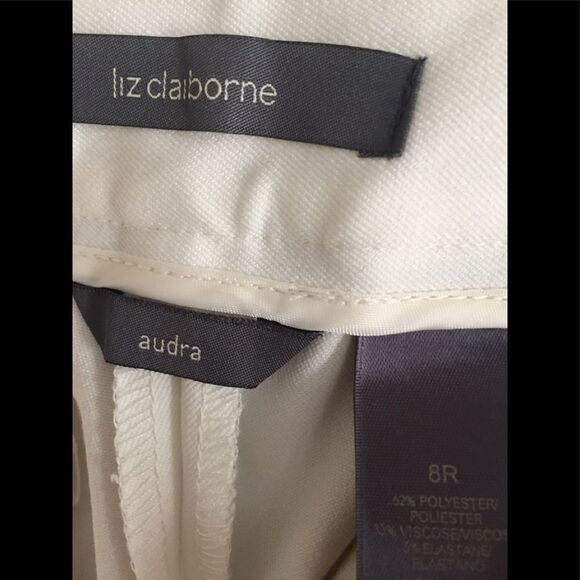 NWOT Liz Claiborne white pants, straight leg, zipper/hook closure, mid-rise, 8R - Picture 2 of 8
